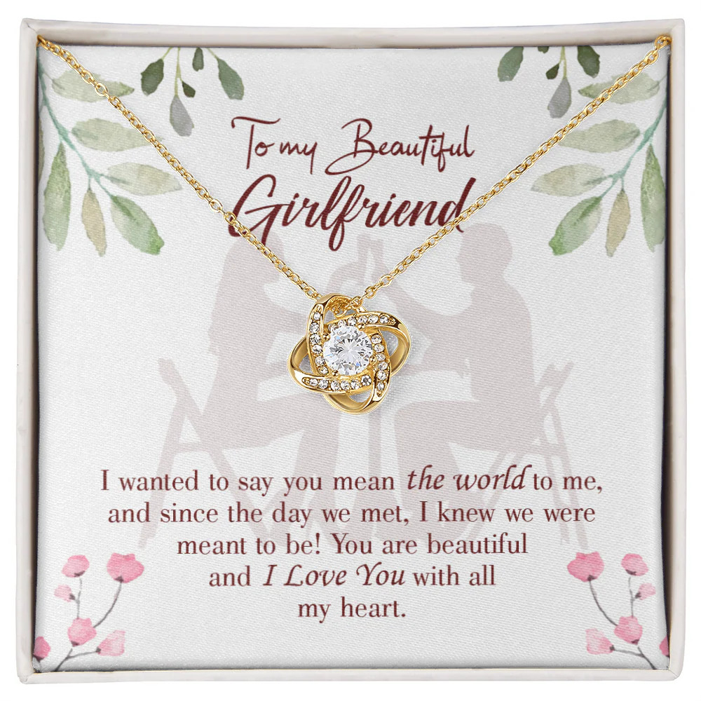 Girlfriend You Are My World Infinity Knot Cz Necklace Gold Tone Standard Box